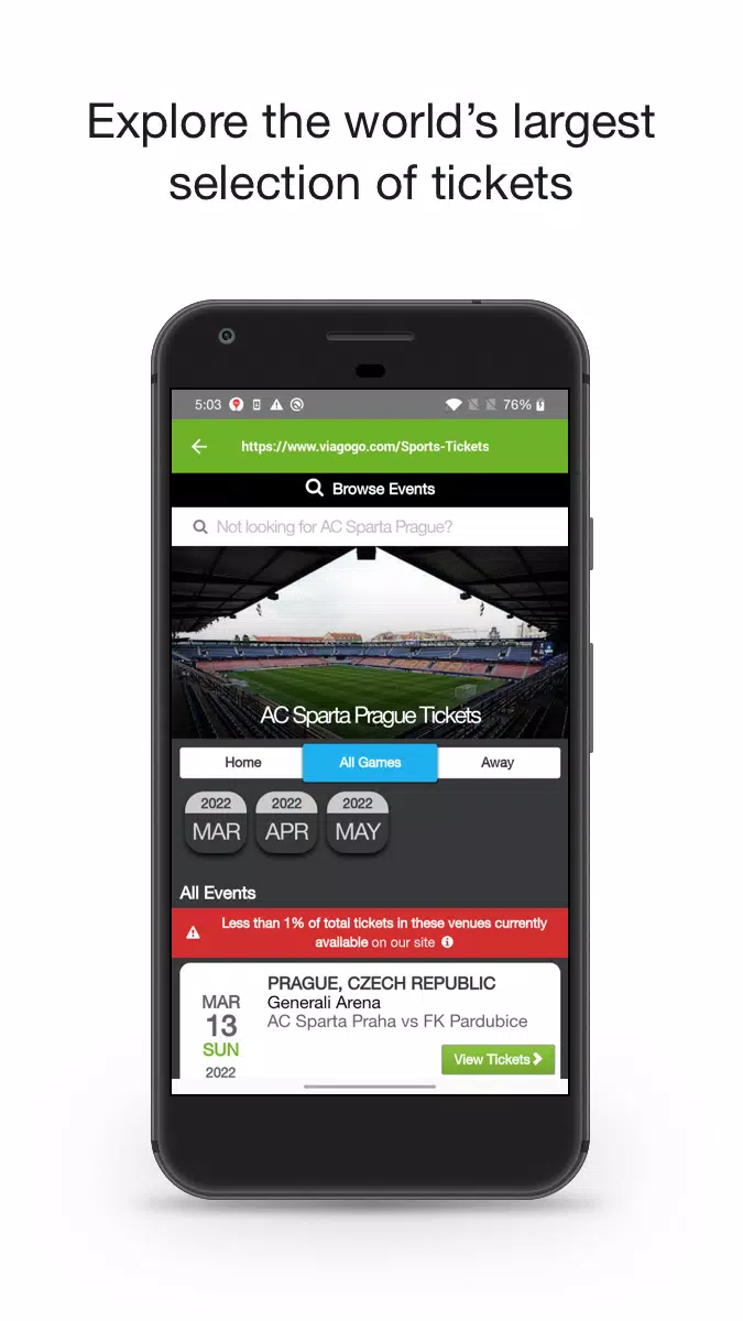 Schermata viagogo Tickets 1