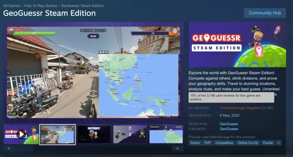 บทวิจารณ์ของผู้ใช้ Steam สำหรับ GeoguessR Steam Edition แสดงความคิดเห็นเชิงลบส่วนใหญ่ เครดิตภาพ: Steam / Geoguessr