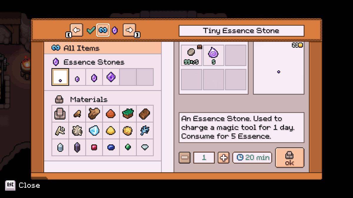 All craftable materials at the Stone Refinery in Fields of Mistria