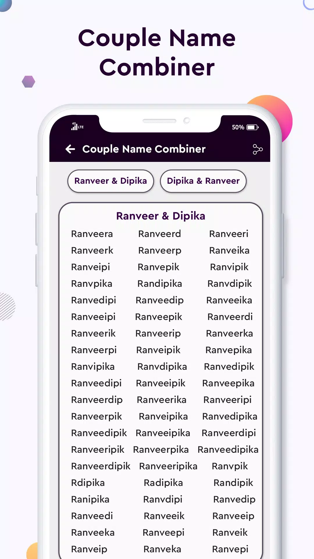 Baby name Couple Name Combiner スクリーンショット 3