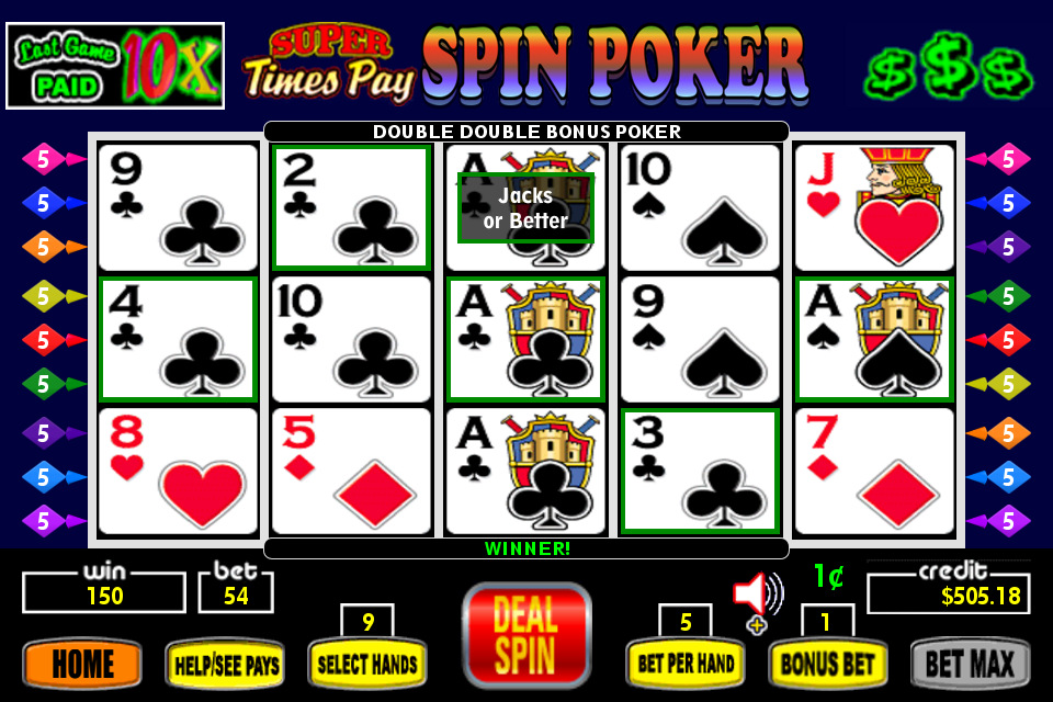 Super Times Pay Spin Poker - FREE ဖန်သားပြင်ဓာတ်ပုံ 0