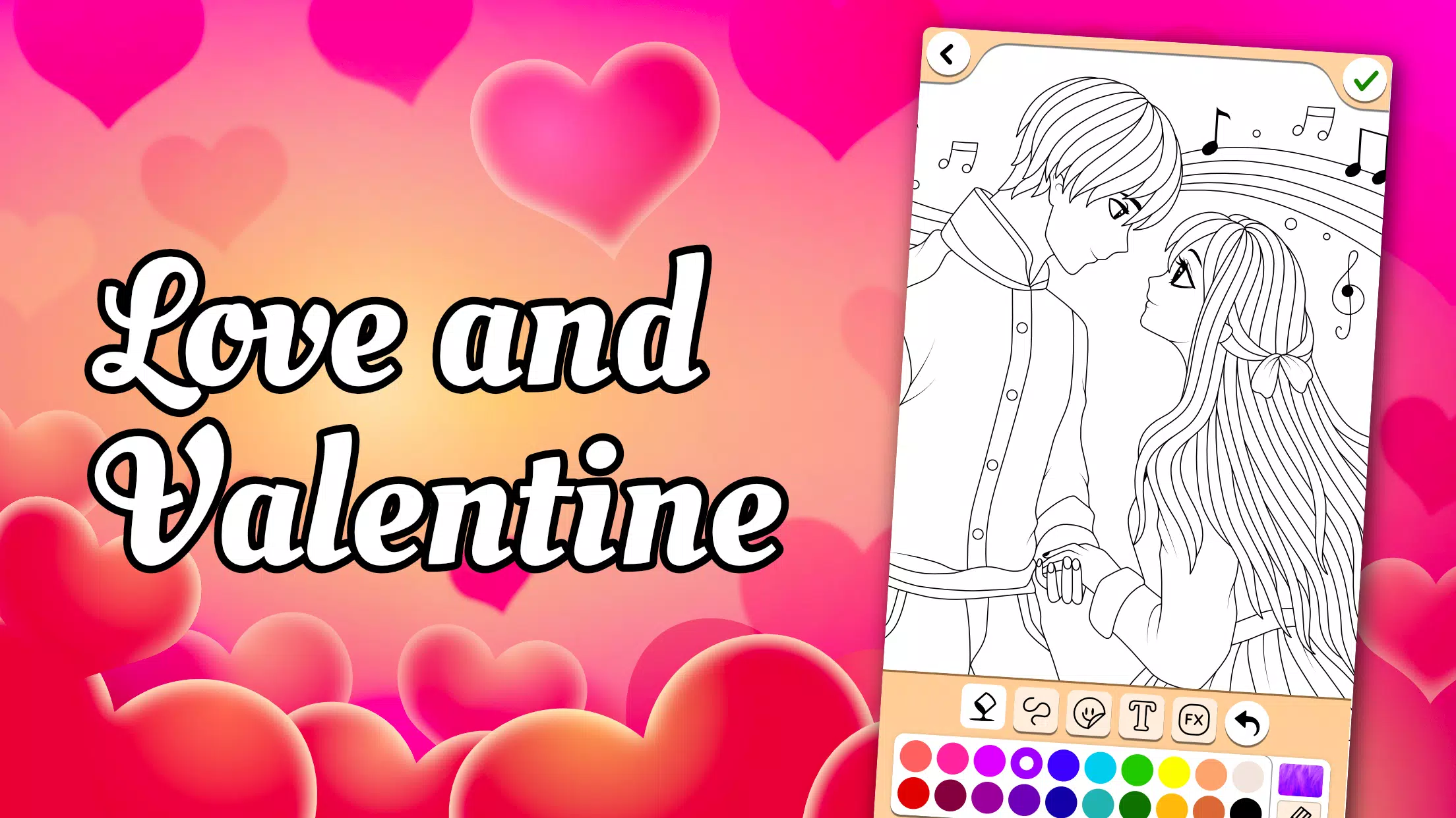 Valentines love coloring book ภาพหน้าจอ 0