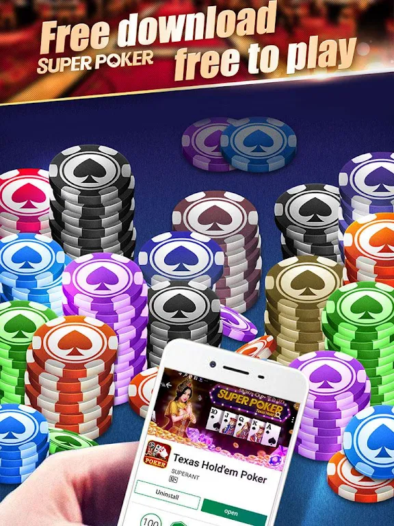 Super Texas Poker--Best Free Texas Hold’em poker Schermafbeelding 0