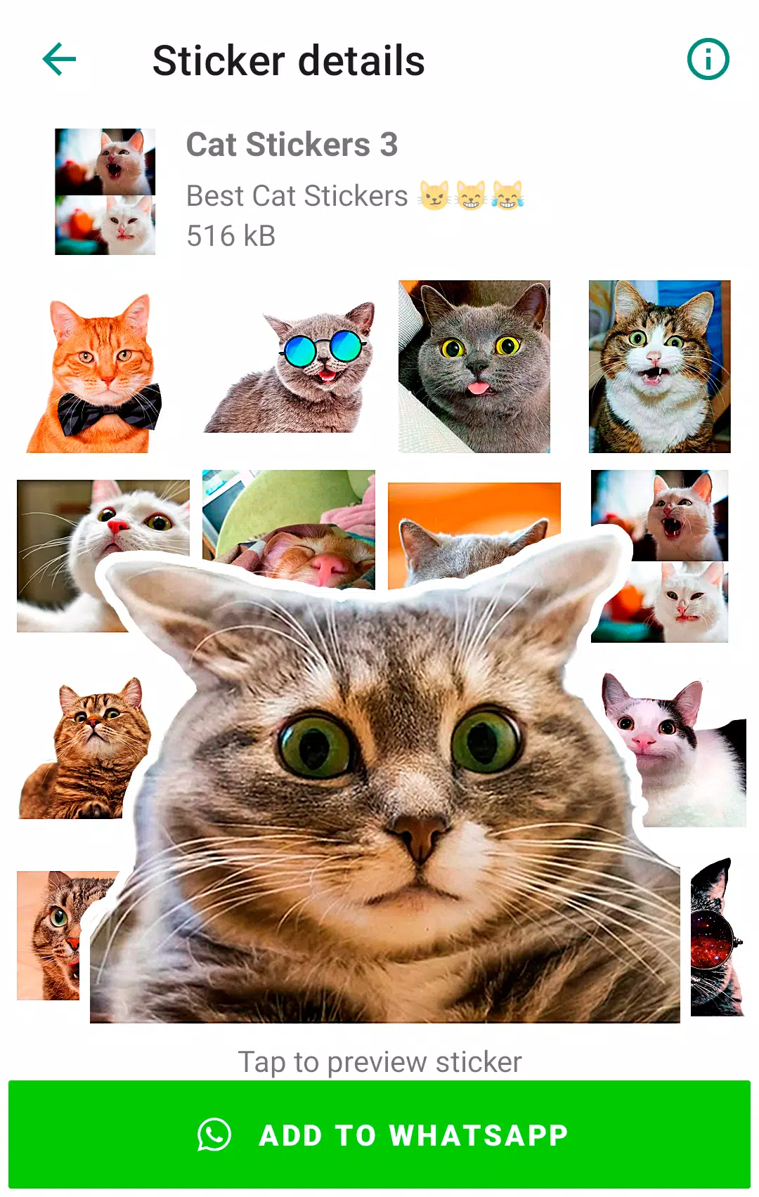 Cute Cat Stickers for WhatsApp ဖန်သားပြင်ဓာတ်ပုံ 2