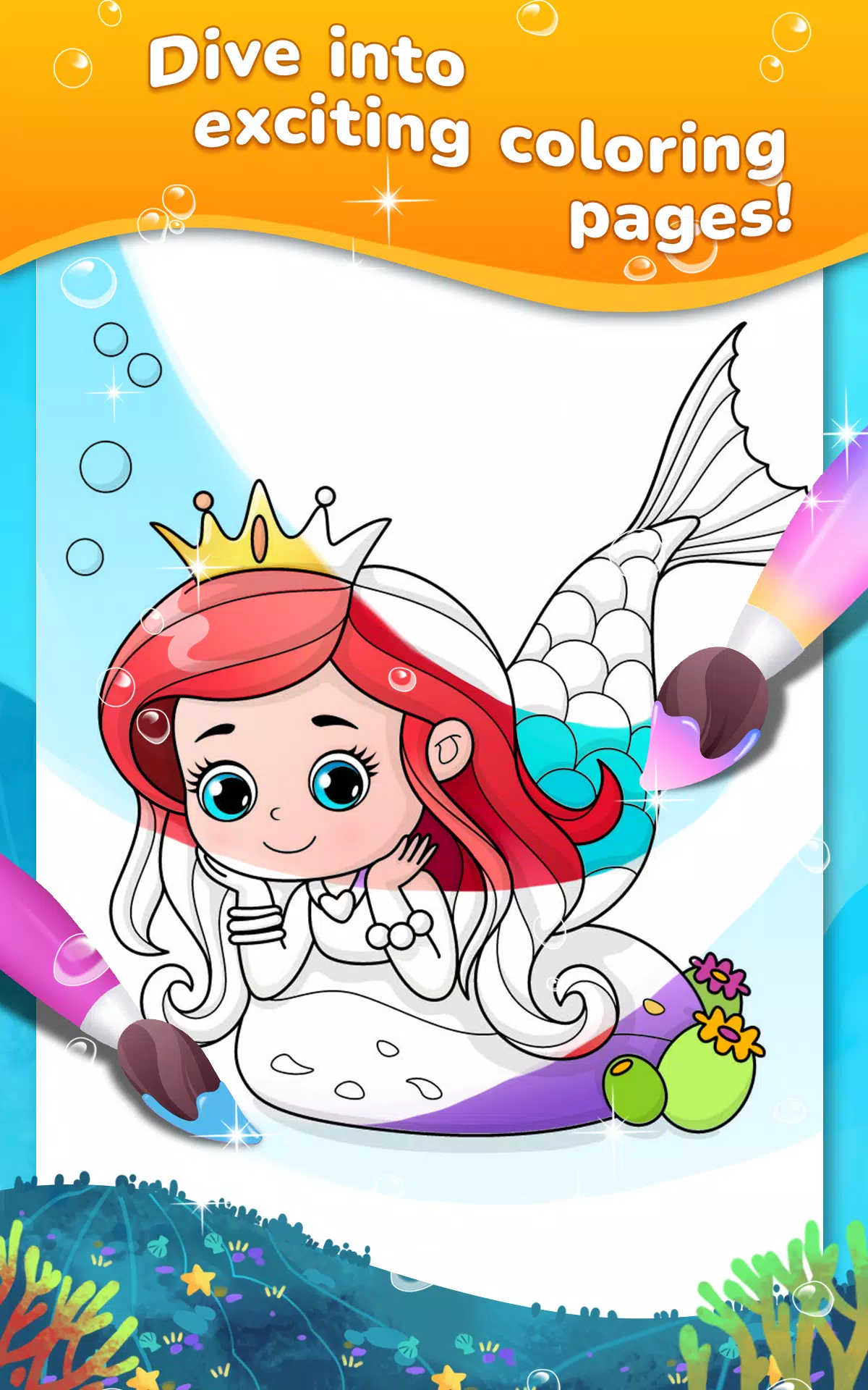 Mermaid coloring book gradient স্ক্রিনশট 0