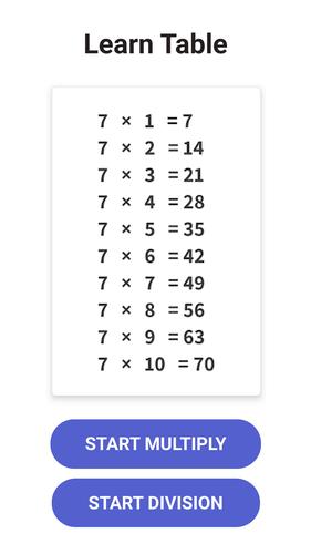 Times Table  - Learn Math 螢幕截圖 1