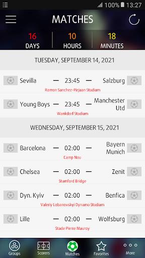 Live Scores for Champions League 螢幕截圖 0