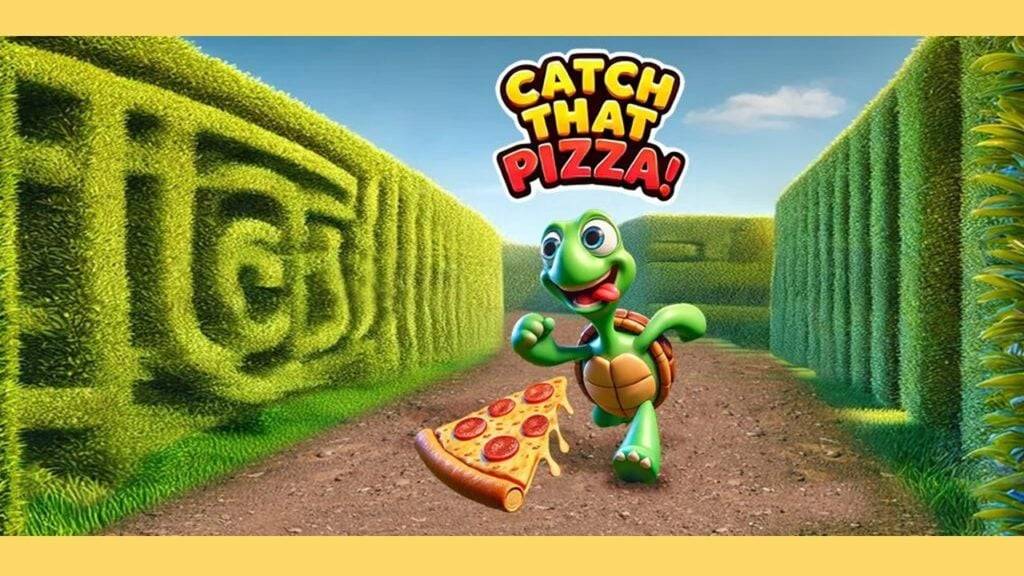 Pizza Maze Oyunu yakalayan bir pizzayı kovalayan bir pizza