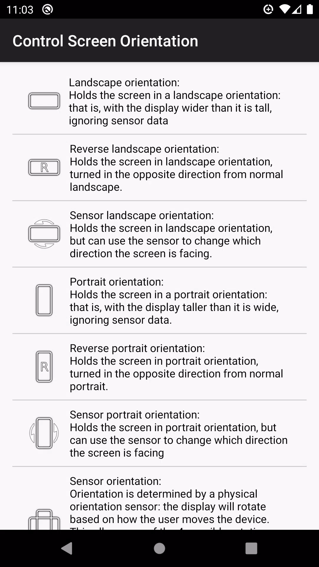 control screen rotation Captura de tela 1