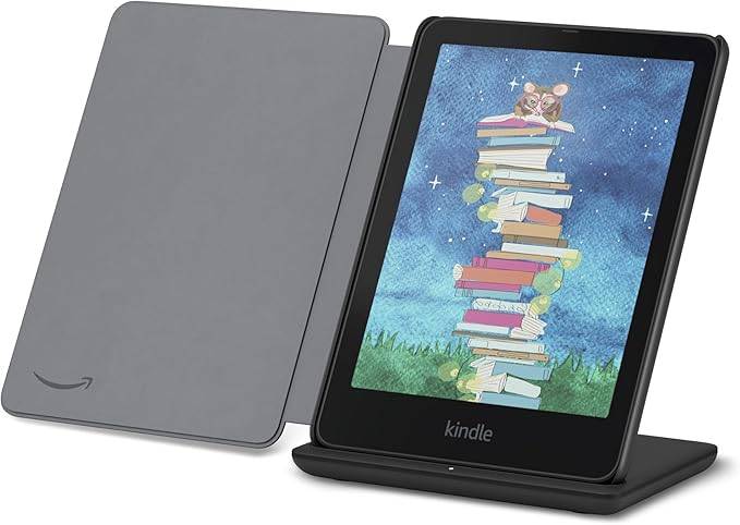 Amazon Kindle Colorsoft Signature Edition Essentials-bundel inclusief Kindle Colorsoft Signature Edition (32 GB)-Zwart, plantaardig lederen cover-zwarte en draadloos oplaaddok