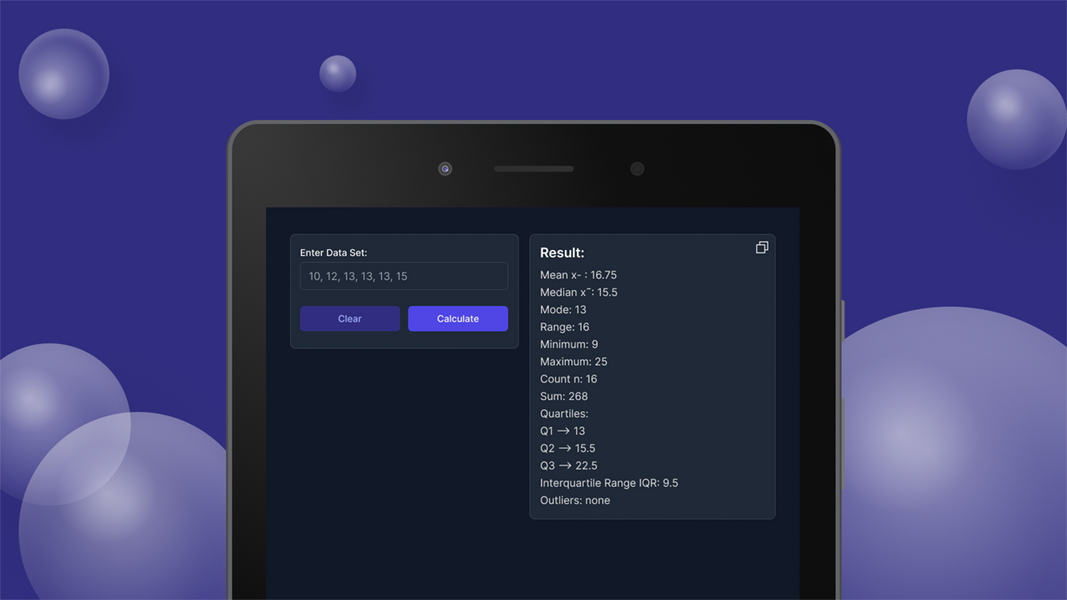 Mean Median Mode Calculator Ekran Görüntüsü 0