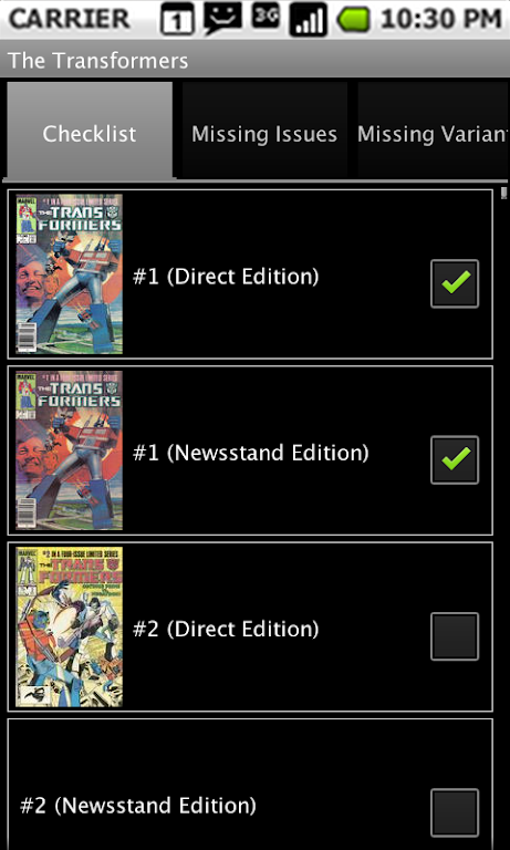 Comic Checklist Lite Скриншот 1