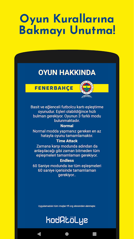 Fenerbahçe Futbolcu Kart Eşleştirme Oyunu Schermafbeelding 3