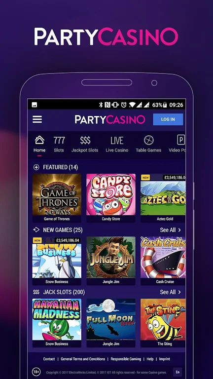 PartyCasino Casino: Roulette, Blackjack, & Slots Tangkapan skrin 0