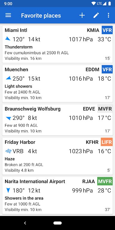 Schermata Avia Weather – METAR & TAF Mod 0
