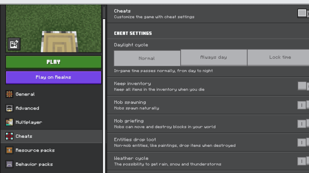 Minecraft Cheats Screen Boudrrock Edition