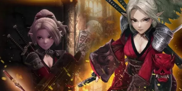 Ninja de cabello blanco y orejas élficas sosteniendo cuchillos kunai