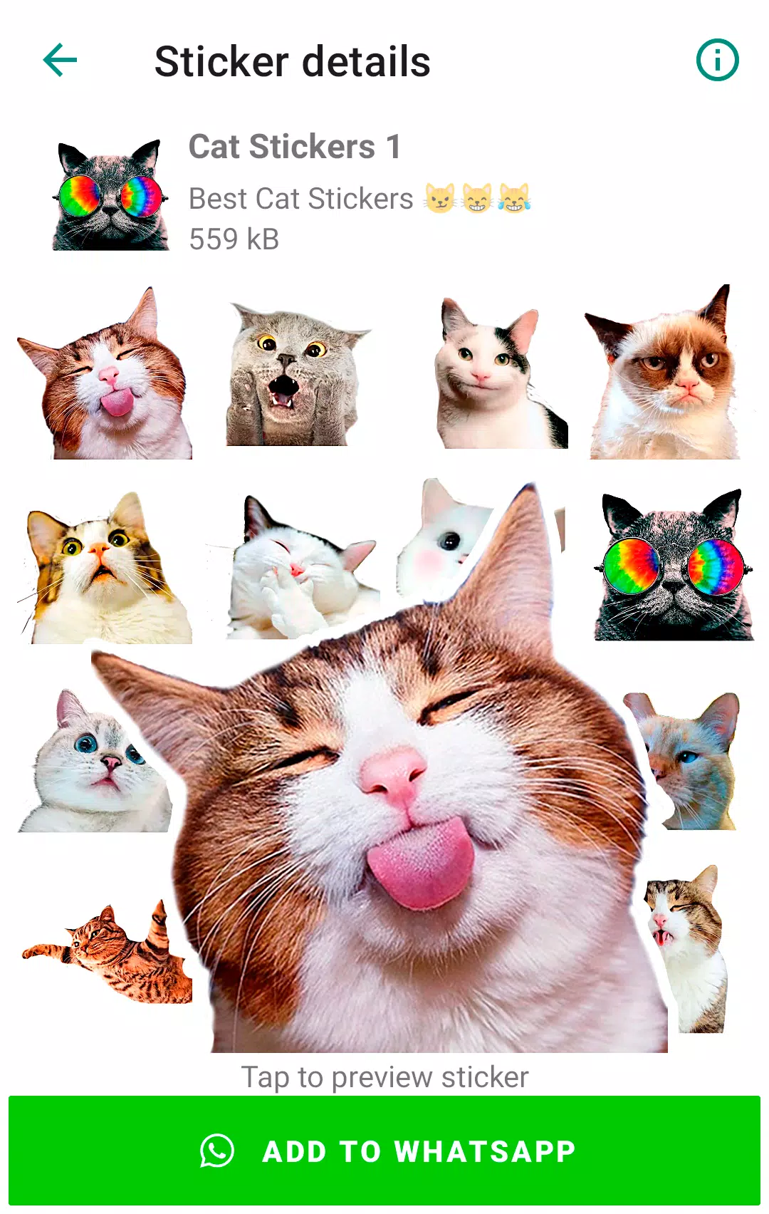 Cute Cat Stickers for WhatsApp ဖန်သားပြင်ဓာတ်ပုံ 0
