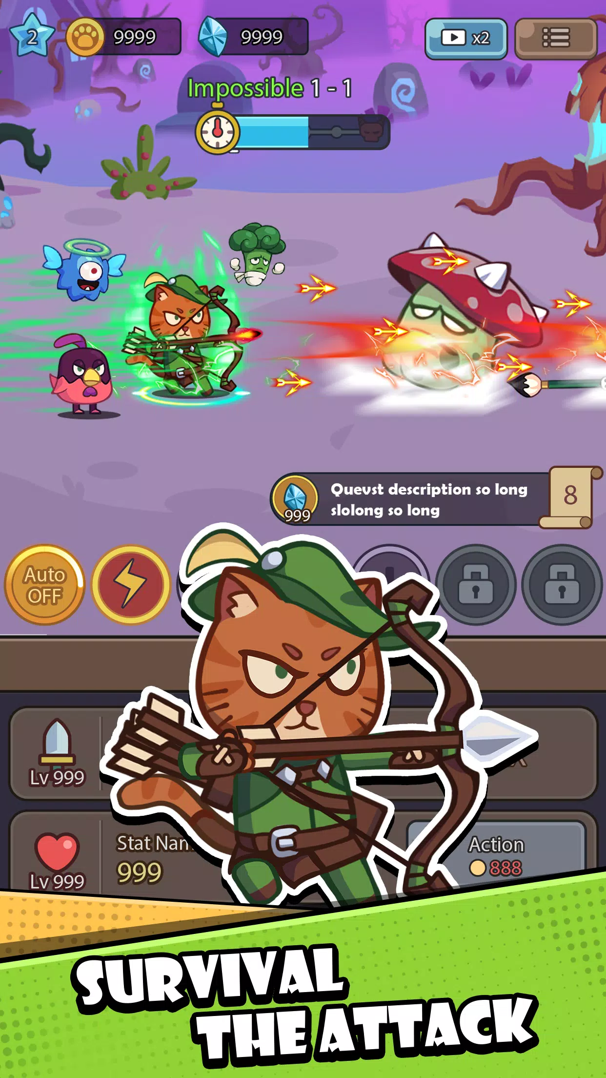 Cat Hero: Idle RPG War スクリーンショット 1