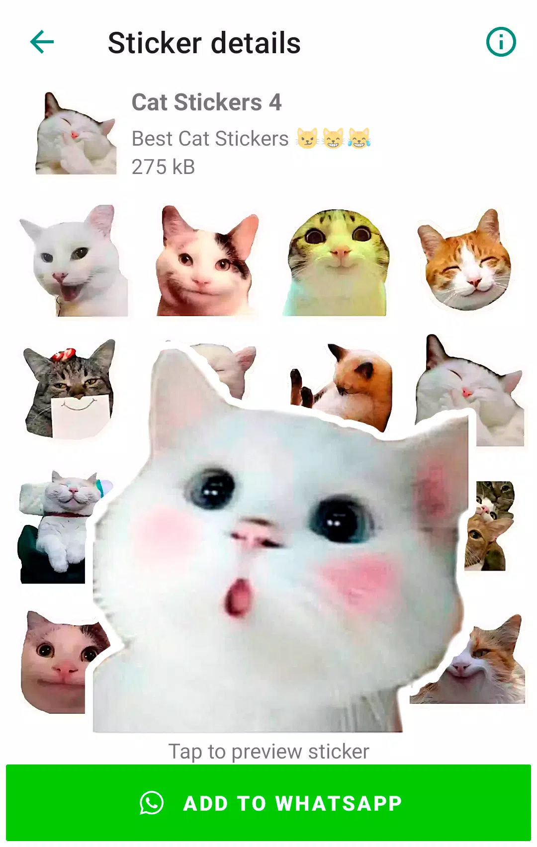 Cute Cat Stickers for WhatsApp ဖန်သားပြင်ဓာတ်ပုံ 3