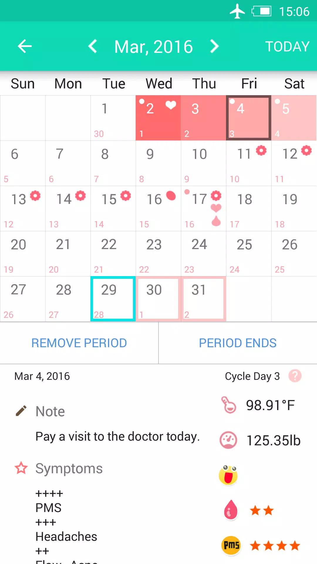 Period Tracker Ekran Görüntüsü 1