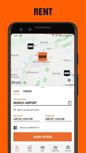 SIXT rent. share. ride. plus. Zrzut ekranu 1