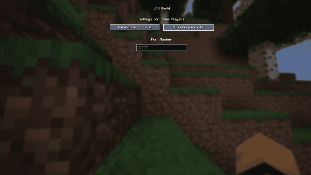 Minecraft ouvert à l'édition Java de l'écran LAN