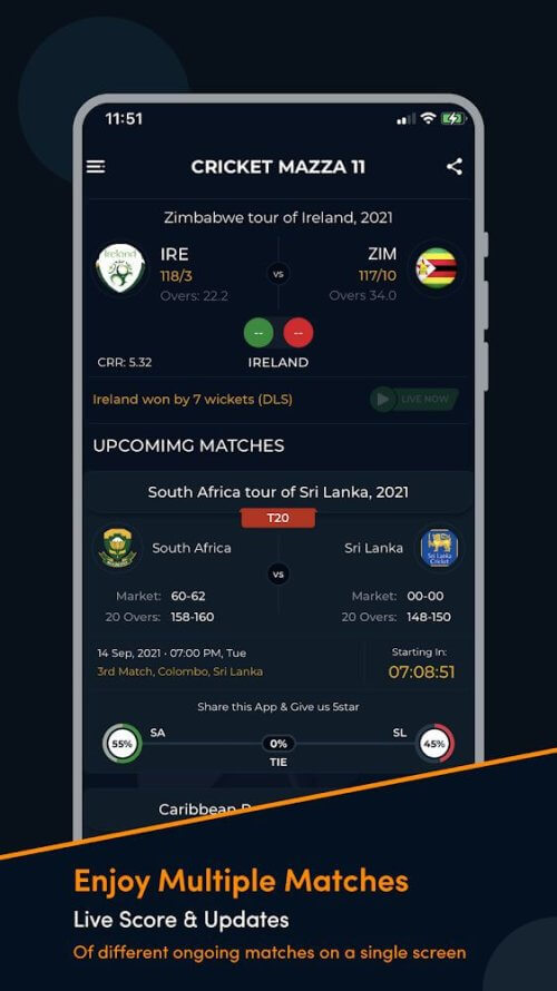 Cricket Mazza 11 Live Line应用截图第2张