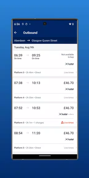 ScotRail Train Times & Tickets Screenshot 1