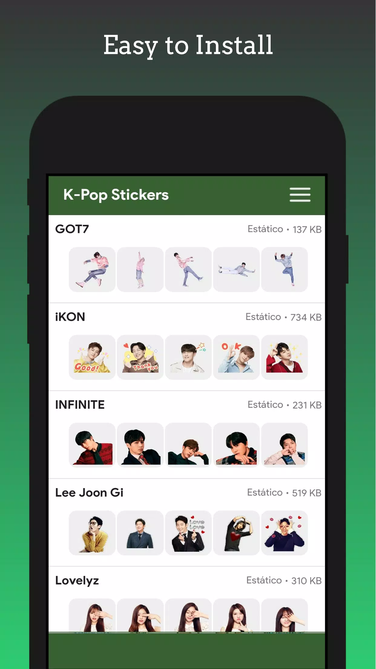 Schermata Stickers - KPop Korean BT24 2