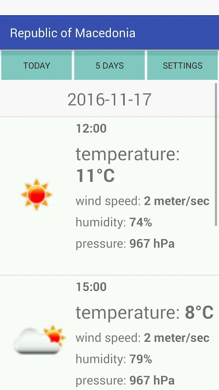 Republic of Macedonia Weather स्क्रीनशॉट 0