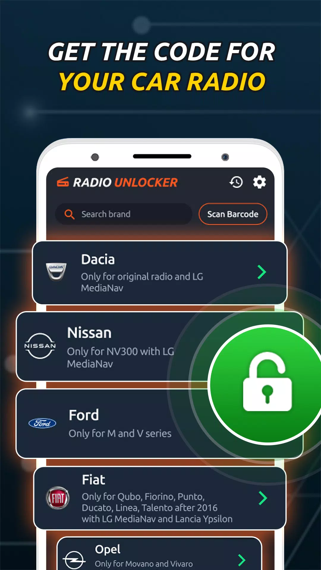 Radio Code Generator Unlocker स्क्रीनशॉट 1