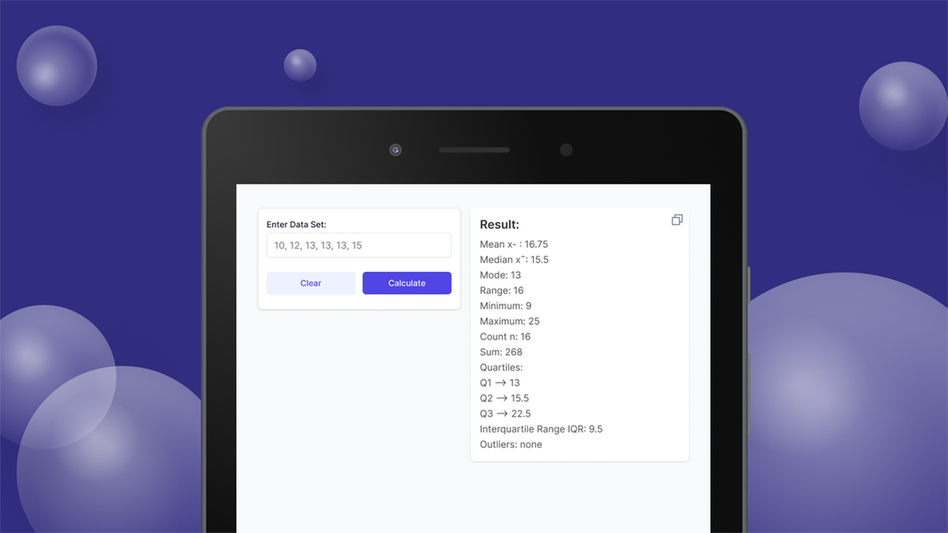 Mean Median Mode Calculator Ekran Görüntüsü 1