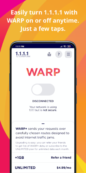 1.1.1.1 WARP: Safer Internet Ảnh chụp màn hình 0