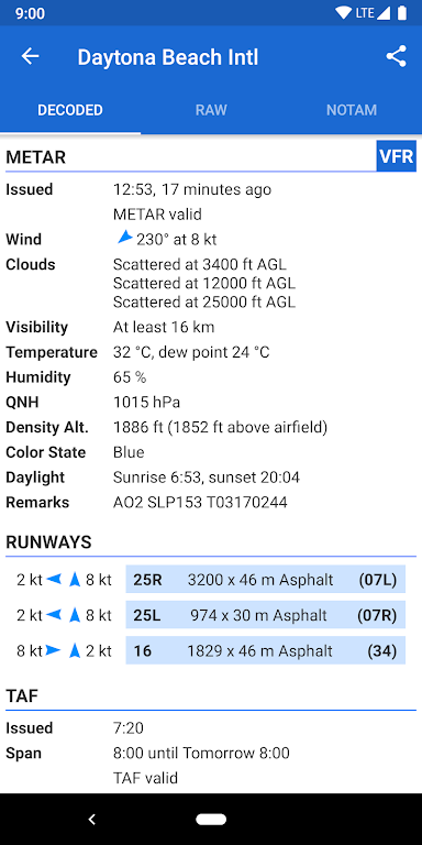 Schermata Avia Weather – METAR & TAF Mod 1
