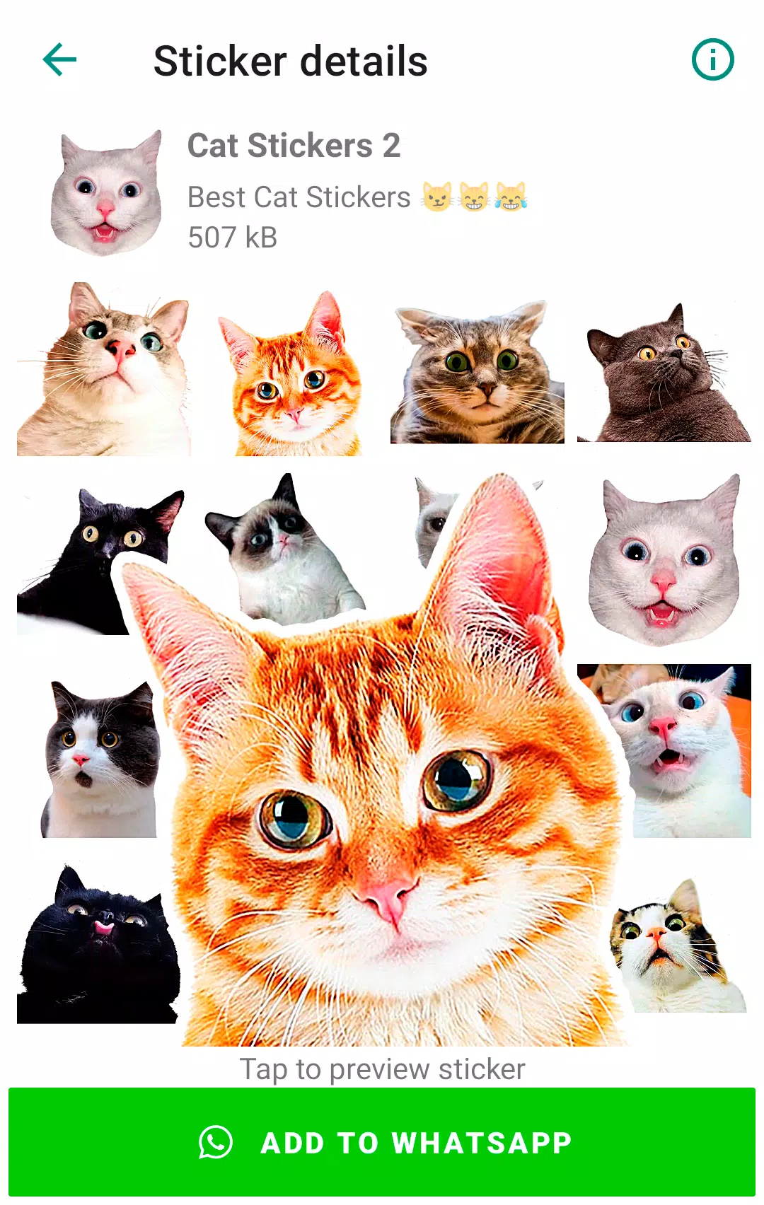 Cute Cat Stickers for WhatsApp ဖန်သားပြင်ဓာတ်ပုံ 1