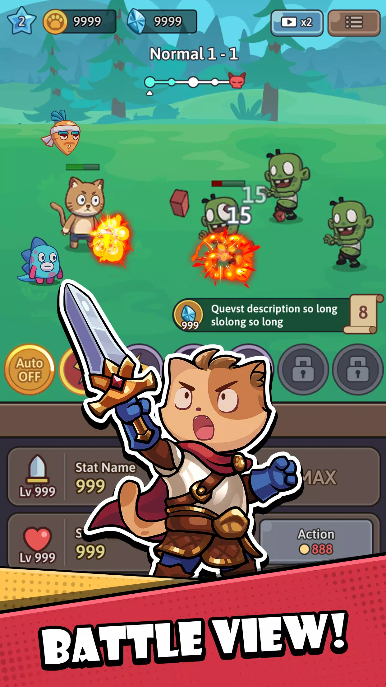 Cat Hero: Idle RPG War スクリーンショット 0