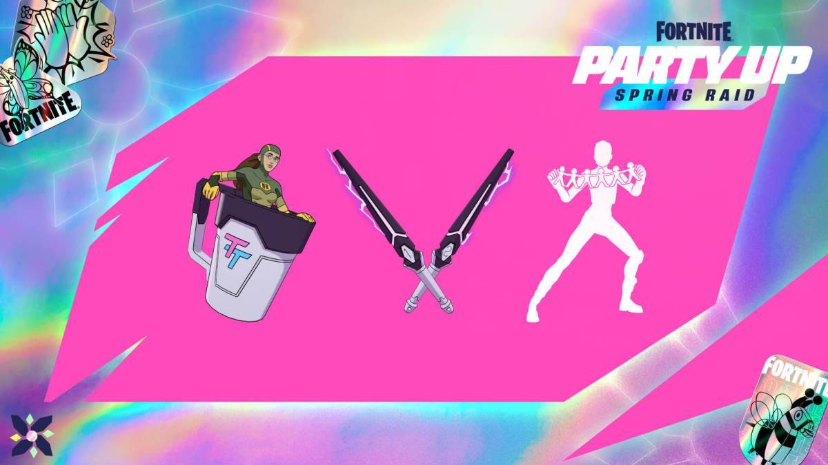 Party Up Spring Raid event rewards in Fortnite as part of an article about how to unlock Dupli-Kate.