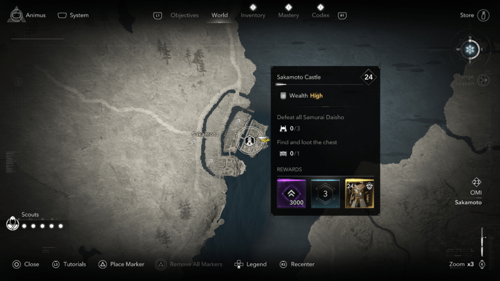 Ang Sakamato Castle Awards 3,000 XP sa Assassin's Creed Shadows
