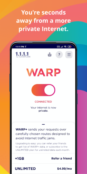 1.1.1.1 WARP: Safer Internet Ảnh chụp màn hình 1