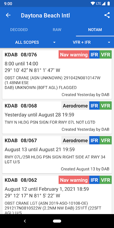 Schermata Avia Weather – METAR & TAF Mod 3